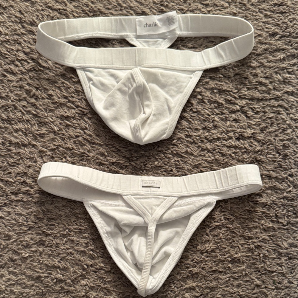 Charlie White Thong Set of 2